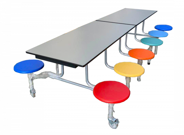 Canteen Table with Stools Angle