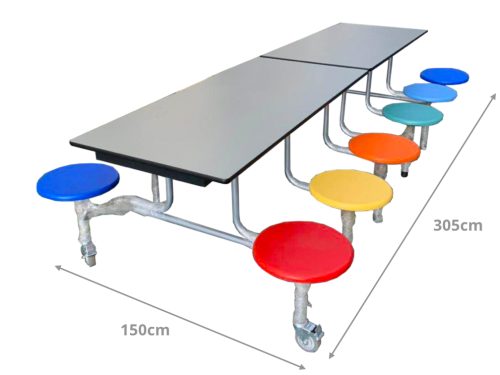Canteen Table with Stools Dimensions